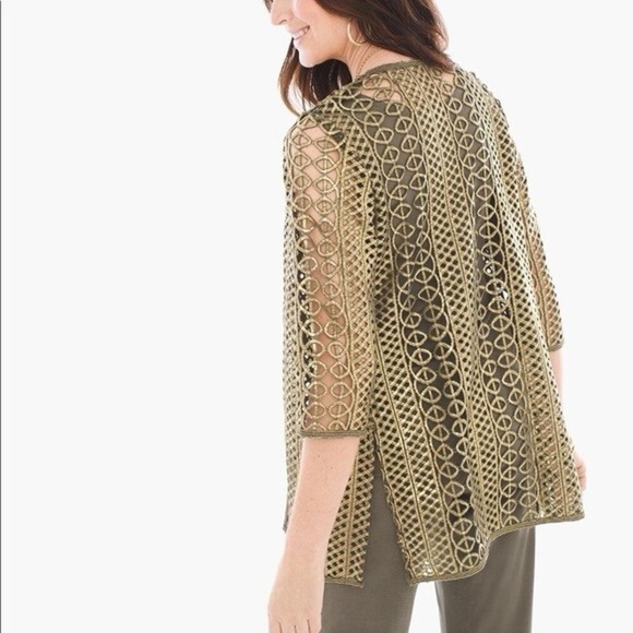 Chico's Travelers Cardigan, Sleeveless Top, Pants Size 3 - Green - 3 Piece Set - Picture 3 of 15